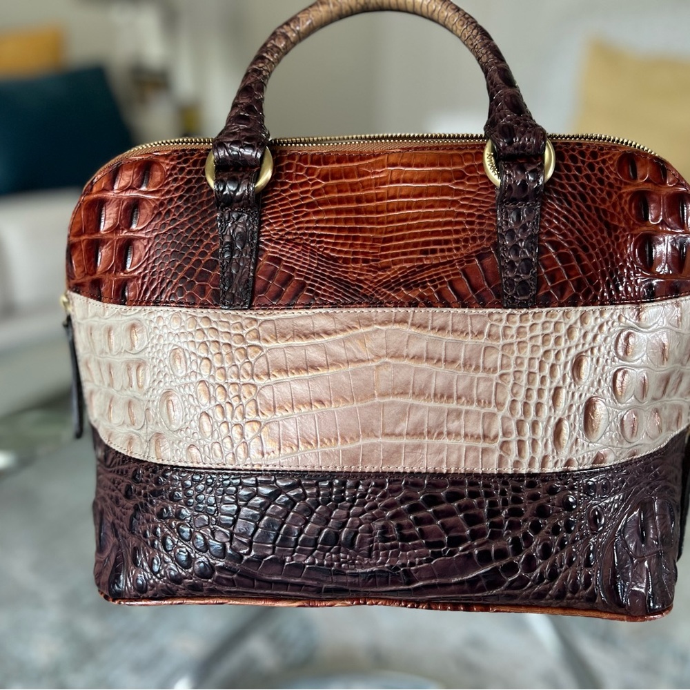 Brahmin Multi-Tone Crocodile Satchel